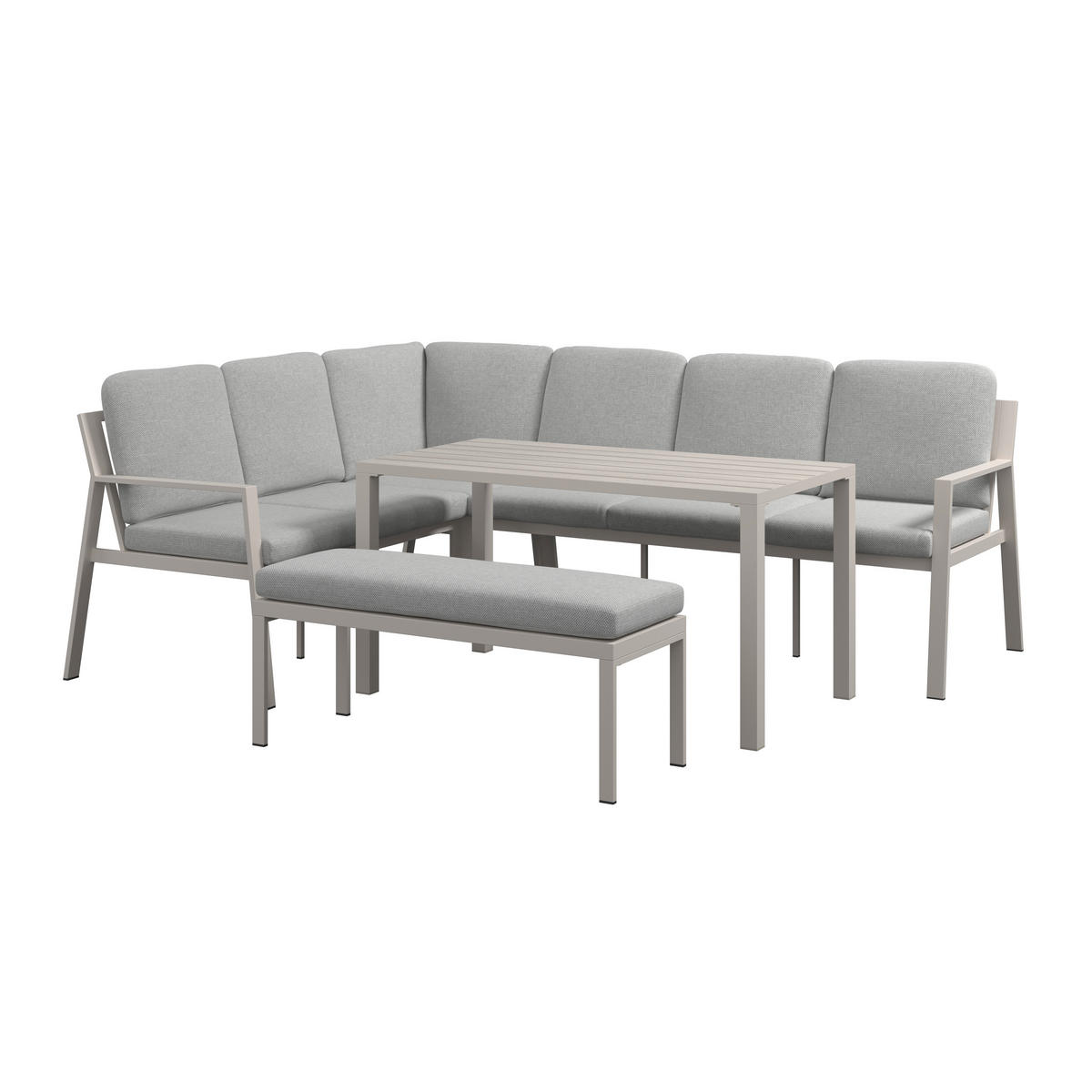 DINING-LOUNGESET 180,5/235 cm Aluminium  - Sandfarben/Hellgrau, MODERN, Kunststoff/Textil (180,5/235cm) - Ambia Garden