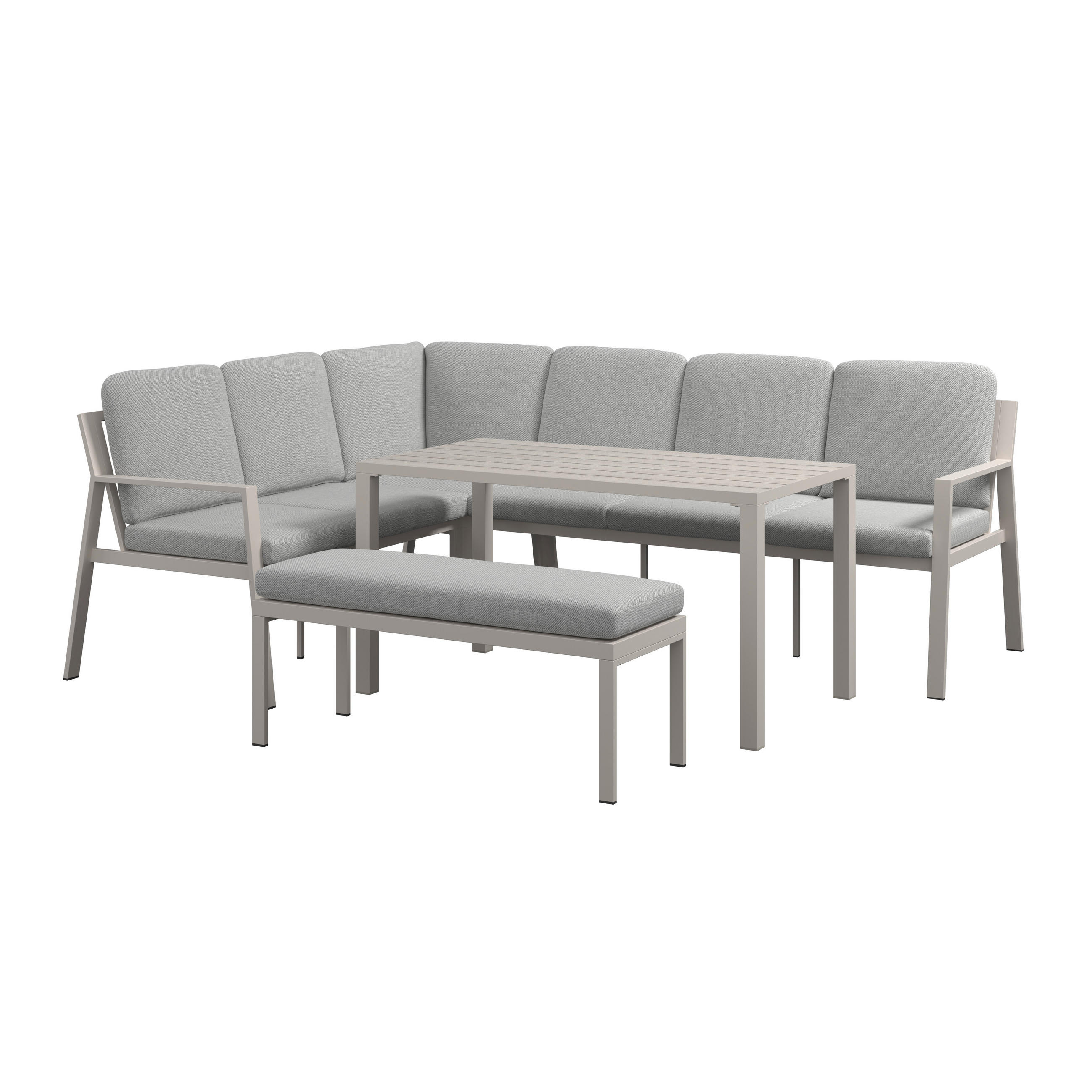 Ambia Garden Dining-Loungeset Hellgrau, Sand 235x180.5 cm