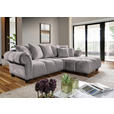 ECKSOFA Grau Plüsch  - Dunkelbraun/Grau, KONVENTIONELL, Holz/Textil (288/190cm) - Carryhome