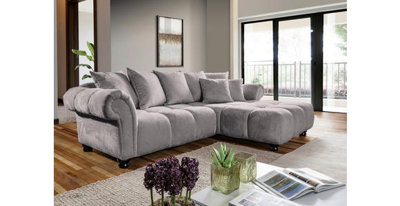ECKSOFA Grau Plüsch  - Dunkelbraun/Grau, KONVENTIONELL, Holz/Textil (288/190cm) - Carryhome