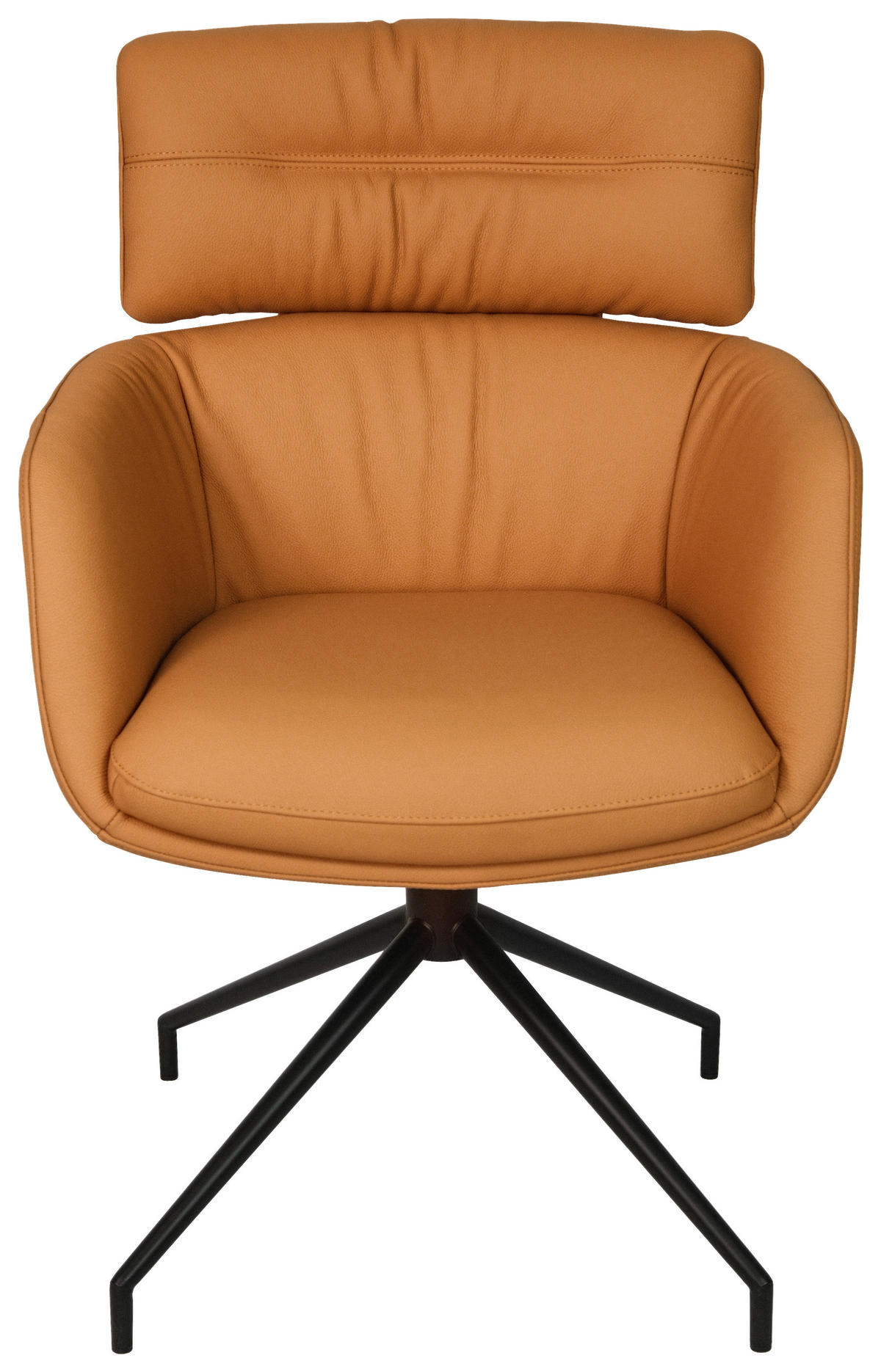 ARMLEHNSTUHL  in Eisen Echtleder pigmentiert  - Cognac/Walnussfarben, Design, Leder/Holz (62/92/66cm) - Dieter Knoll