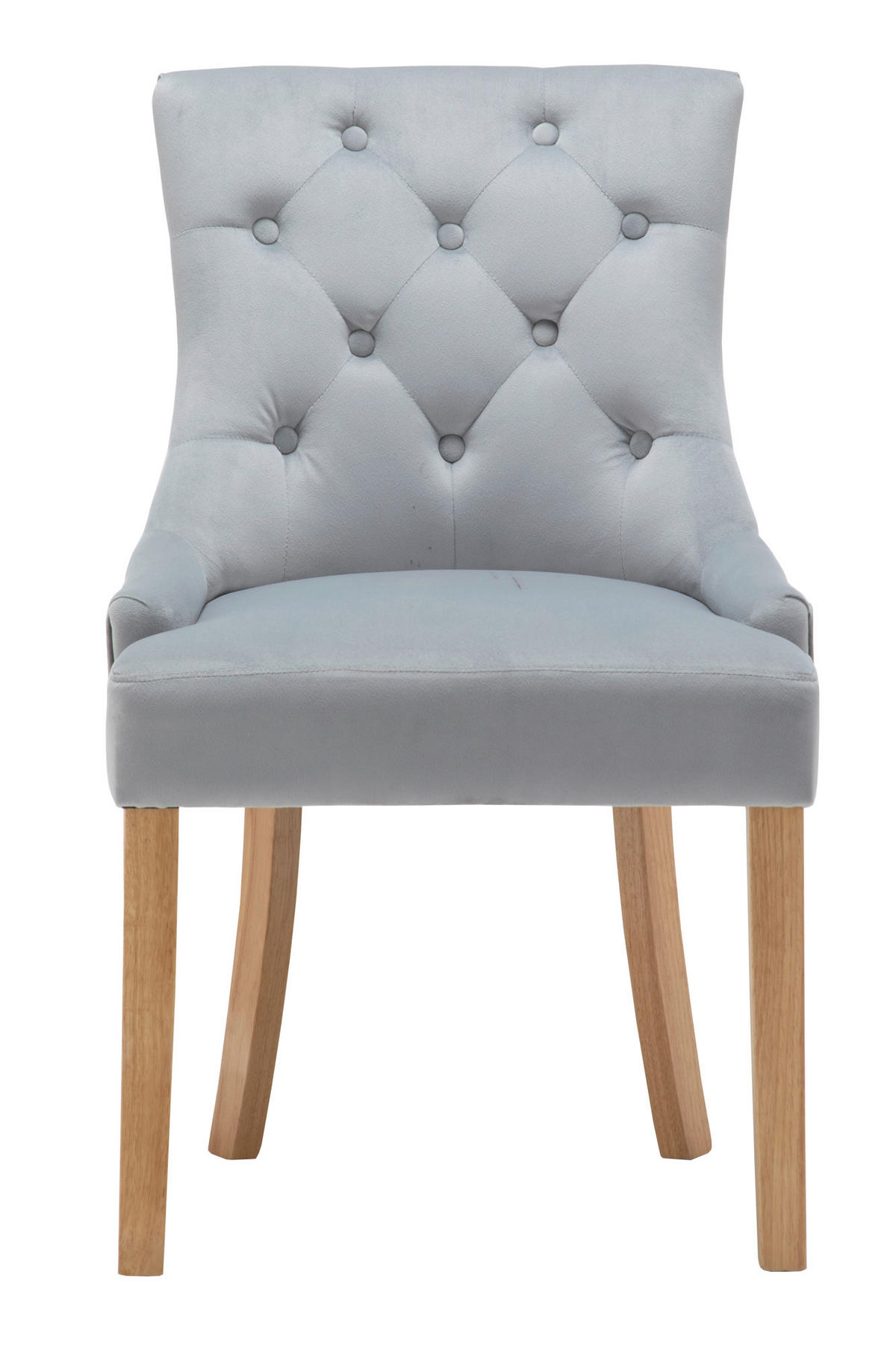 STUHL-SET 2 Stück  in Samt Holz, Textil  - Hellgrau/Naturfarben, Design, Holz/Textil (56/91/63cm) - Livetastic
