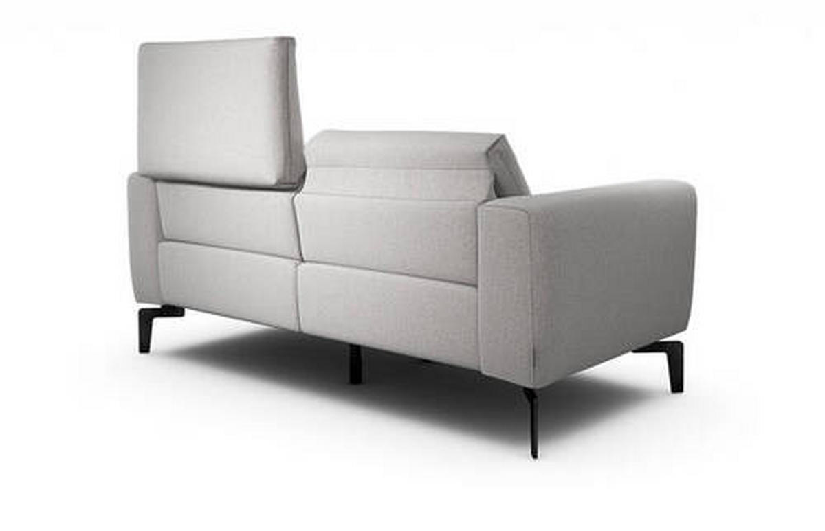 2-SITZER-SOFA in Chenille Hellgrau  - Hellgrau/Schwarz, Design, Textil/Metall (180/86/86-94cm) - SENSOO