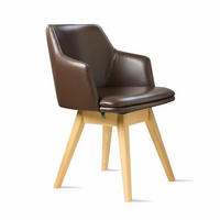 SNURRSTOL  i brun, ekfärgad  - brun/ekfärgad, Design, läder/trä (57/78/55cm) - Skovby