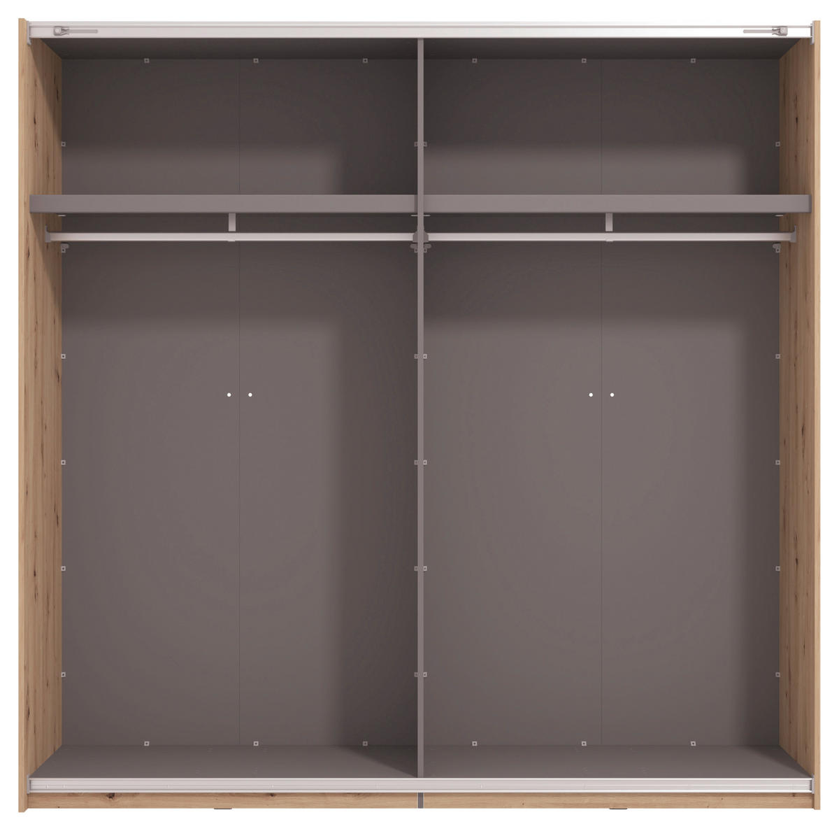 SKRIŇA S POS. DVER. – HOR.VED, dub artisan, 220/217,5/61 cm - čierna/dub artisan, Basics, kov/kompozitné drevo (220/217,5/61cm) - Xora