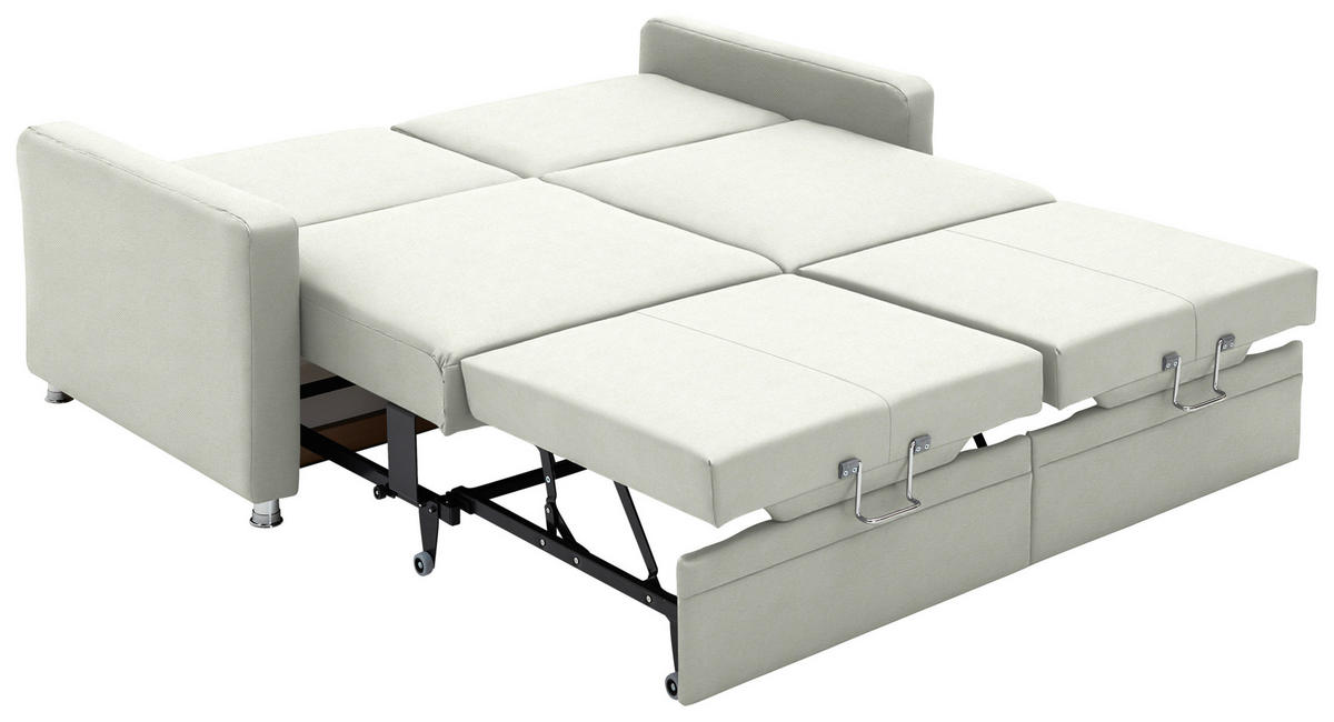 SCHLAFSOFA  in Chenille Weiß  - Chromfarben/Weiß, KONVENTIONELL, Textil/Metall (186/90/100cm) - Beldomo Style