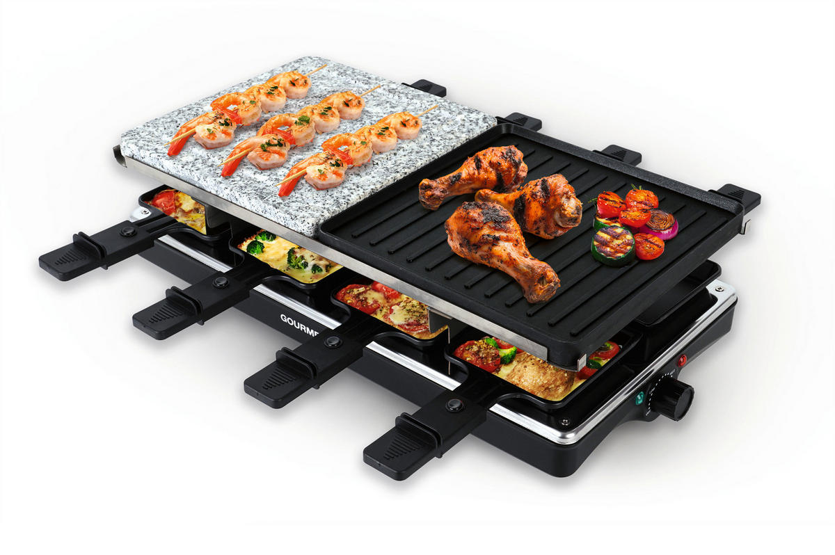 RACLETTE-GRILL GOURMETmaxx  - Silberfarben/Schwarz, Basics, Kunststoff/Stein (42/23/13cm)