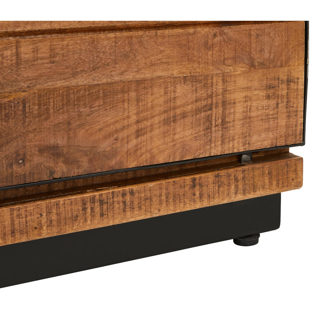 Thumbnail - Livetastic Sideboard Lusaka, Braun, Schwarz, Holz, Metall, Mangoholz, massiv, Holz, 2 Fächer, 3 Schubladen, 140x80x40 cm...