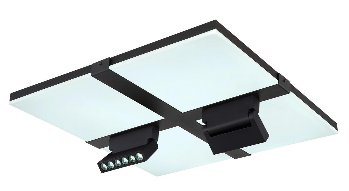 LED-DECKENLEUCHTE 45/45/16,1 cm   - Opal/Schwarz, Design, Kunststoff/Metall (45/45/16,1cm) - Globo