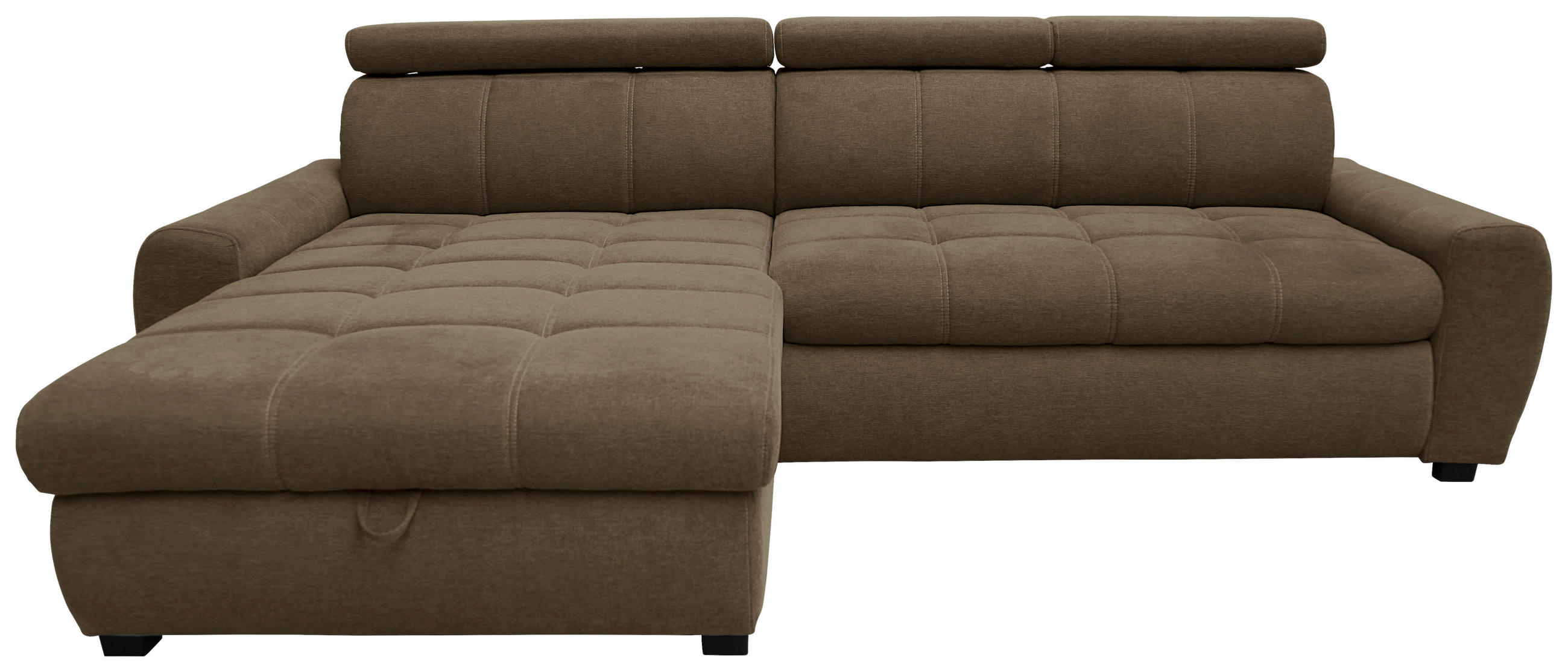 ECKSOFA inkl.Funktionen Hellbraun Webstoff  - Hellbraun/Schwarz, Design, Kunststoff/Textil (276/173cm) - Stylife