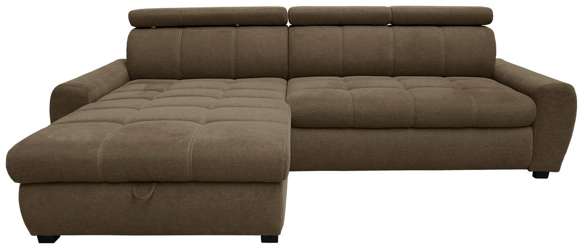ECKSOFA in Webstoff Hellbraun  - Hellbraun/Weiss, Design, Kunststoff/Textil (276/173cm) - Stylife