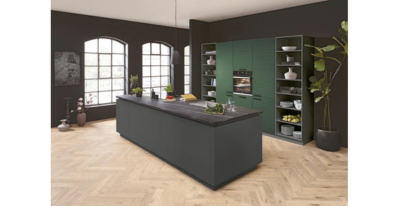 EINBAUKÜCHE   - Dunkelgrün/Schwarz, Design, Holzwerkstoff - Novel
