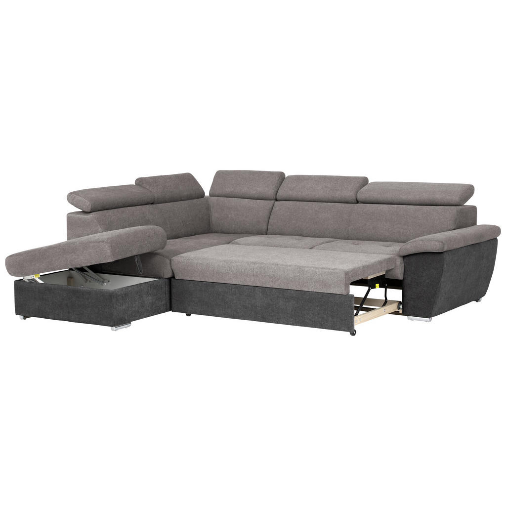 Thumbnail - Livetastic Ecksofa, Grau, Schwarz, Textil, 4-Sitzer, Ottomane links, L-Form, 262x216 cm, Made in EU, seitenverkehrt erhä...
