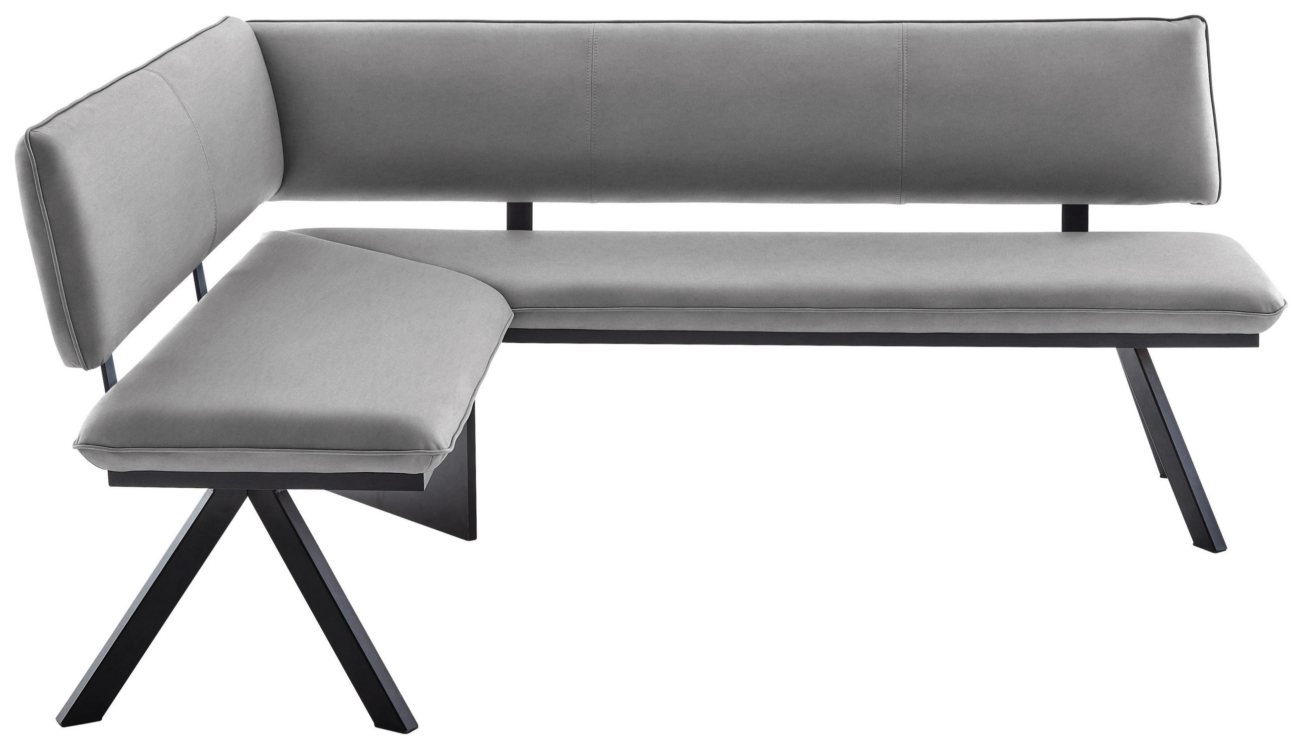 ECKBANK 150/190 cm  in Schwarz, Hellgrau  - Hellgrau/Schwarz, MODERN, Textil/Metall (150/190cm) - Cantus