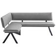 ECKBANK 165/205 cm  in Schwarz, Hellgrau  - Hellgrau/Schwarz, MODERN, Textil/Metall (165/205cm) - Cantus