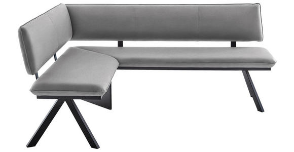 ECKBANK 150/190 cm in Schwarz, Hellgrau - Hellgrau/Schwarz, MODERN, Textil/Metall (150/190cm) - Cantus