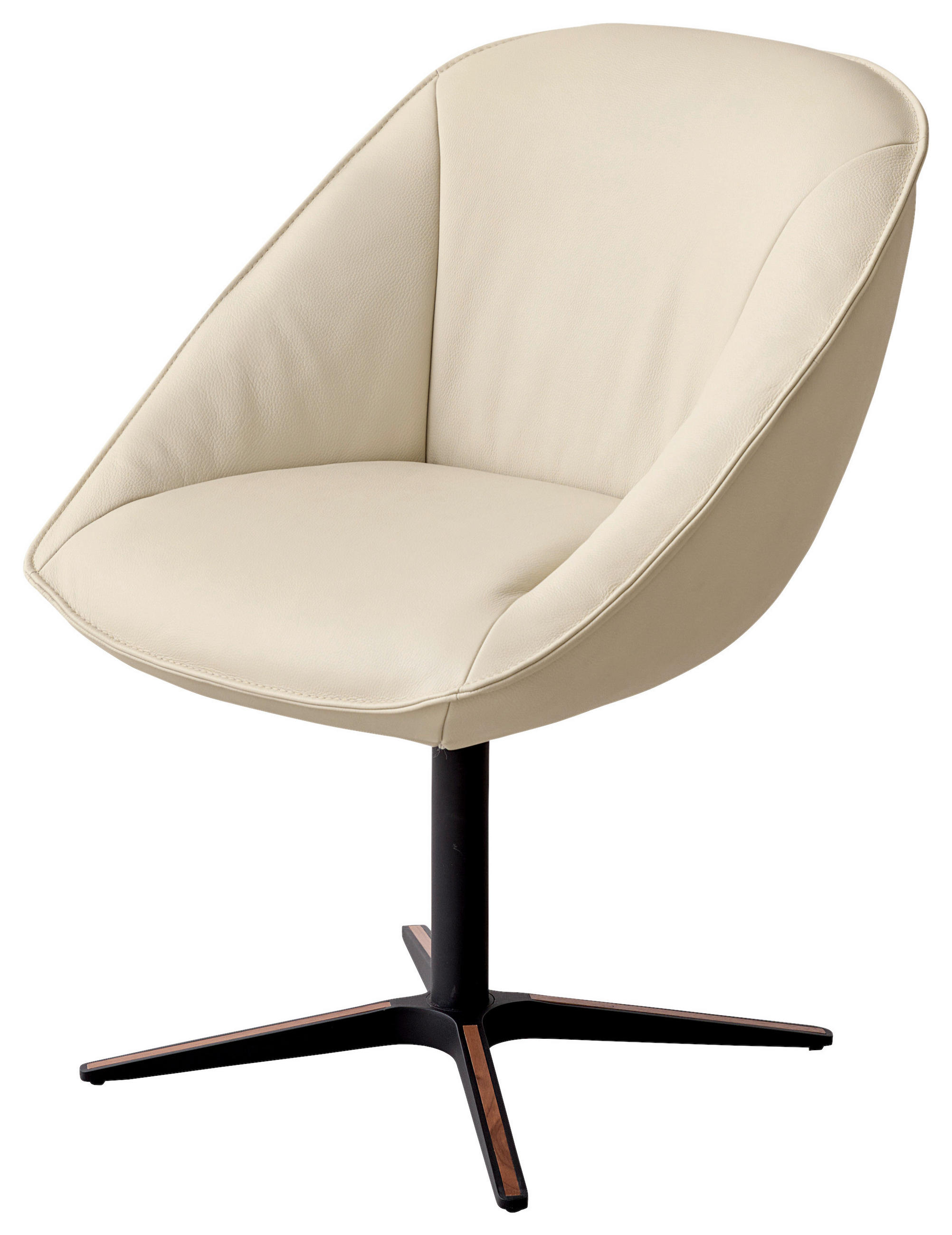 ARMLEHNSTUHL  in Echtleder pigmentiert  - Creme/Schwarz, Design, Leder/Holz (63/88/70cm) - Koinor