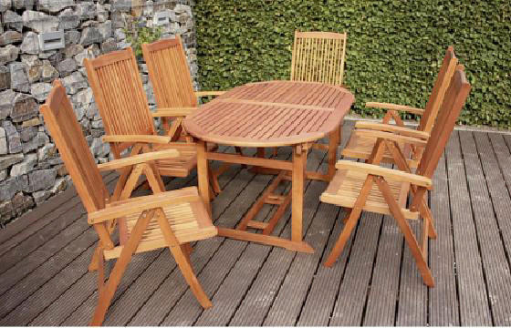 GARTENTISCHGRUPPE Eukalyptusholz Hartholz  - Braun, Basics, Holz - Gardenson