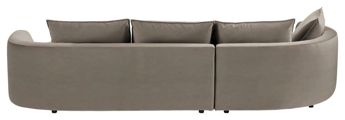 BIGSOFA Samt Graubraun  - Graubraun/Schwarz, Design, Kunststoff/Textil (154/82/322cm) - home24
