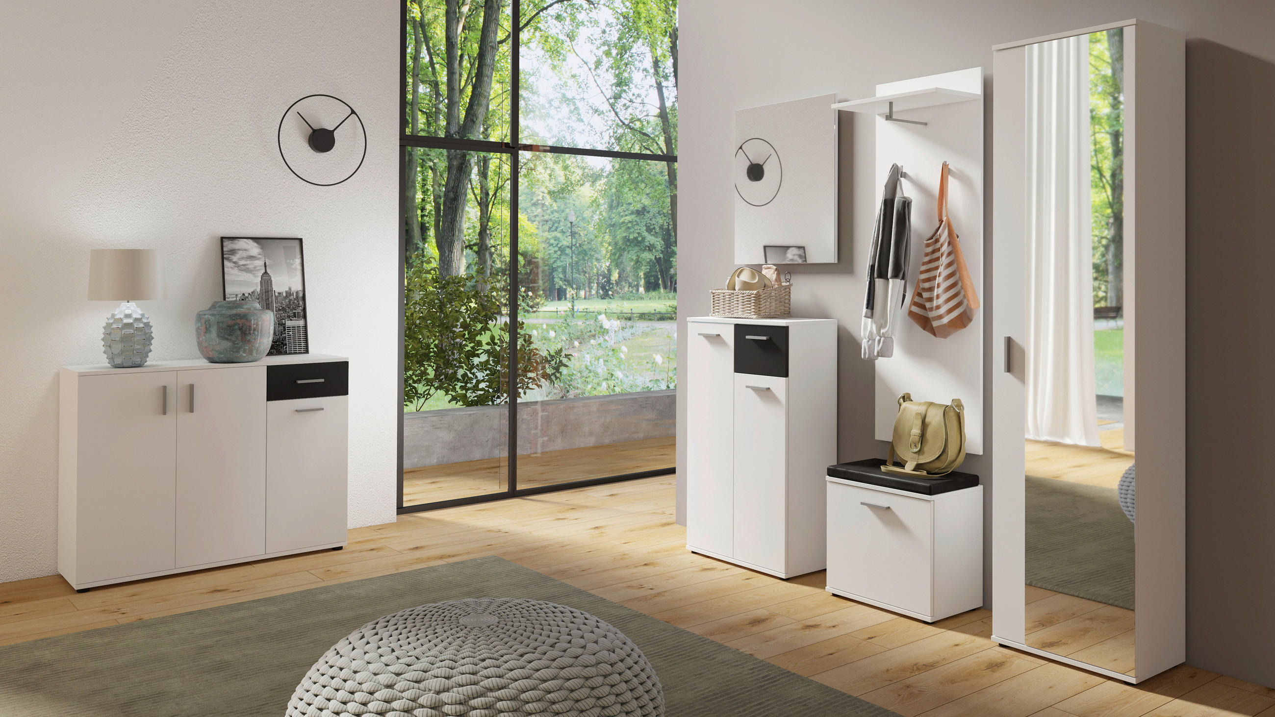 KOMMODE Jakob  in 110/83,5/35,5 cm  - Silberfarben/Schwarz, MODERN, Holzwerkstoff/Kunststoff (110/83,5/35,5cm) - MID.YOU