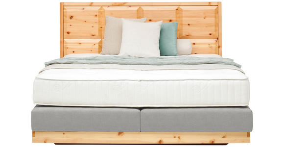 BOXSPRINGBETT 180/200 cm  in Zirbelkieferfarben, Hellgrau  - Zirbelkieferfarben/Hellgrau, Natur, Holz/Textil (180/200cm) - Valnatura