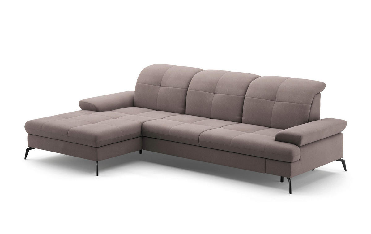 ECKSOFA in Flachgewebe Taupe  - Taupe/Schwarz, Konventionell, Textil/Metall (185/279cm) - Sit & More