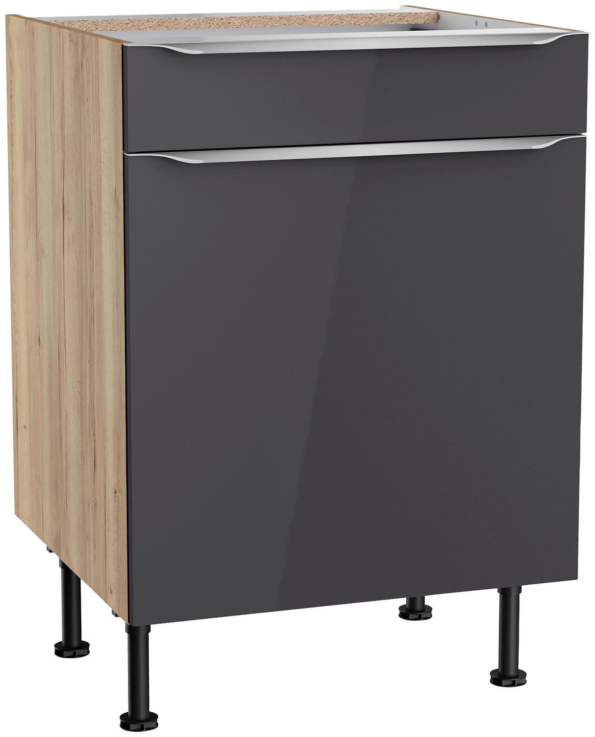 ECKKÜCHE 270/200 cm  in Anthrazit, Eichefarben  - Edelstahlfarben/Eichefarben, Basics, Holzwerkstoff/Metall (270/200cm) - Optifit