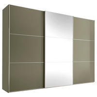 SCHWEBETÜRENSCHRANK 249/222/68 cm,  in Salbeigrün, 3 Tür(en)  - Salbeigrün/Alufarben, Glas/Holzwerkstoff (249/222/68cm) - Moderano