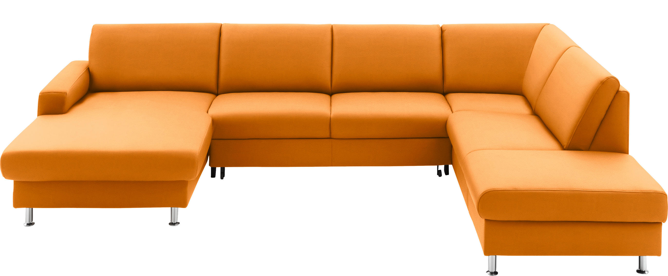 WOHNLANDSCHAFT in Echtleder Orange  - Alufarben/Orange, Design, Leder/Metall (165/339/233cm) - Beldomo Premium