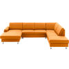 WOHNLANDSCHAFT in Echtleder Orange  - Alufarben/Orange, Design, Leder/Metall (165/339/233cm) - Beldomo Premium