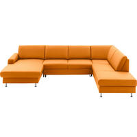 WOHNLANDSCHAFT in Echtleder Orange  - Alufarben/Orange, Design, Leder/Metall (165/339/233cm) - Beldomo Premium