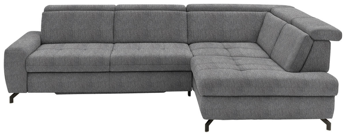 ECKSOFA in Chenille Grau  - Schwarz/Grau, Design, Textil/Metall (310/220cm) - Beldomo Style