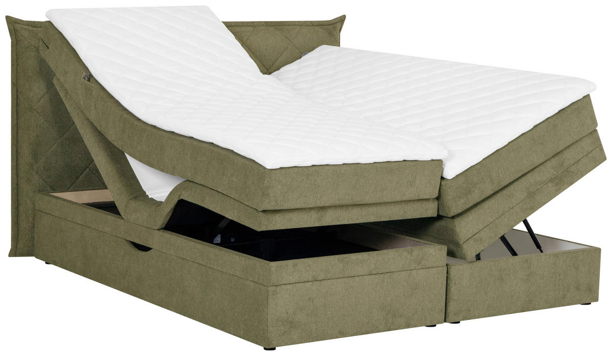 BOXSPRINGBETT 160/200 cm  in Grün  - Schwarz/Grün, KONVENTIONELL, Holz/Textil (160/200cm) - Welnova