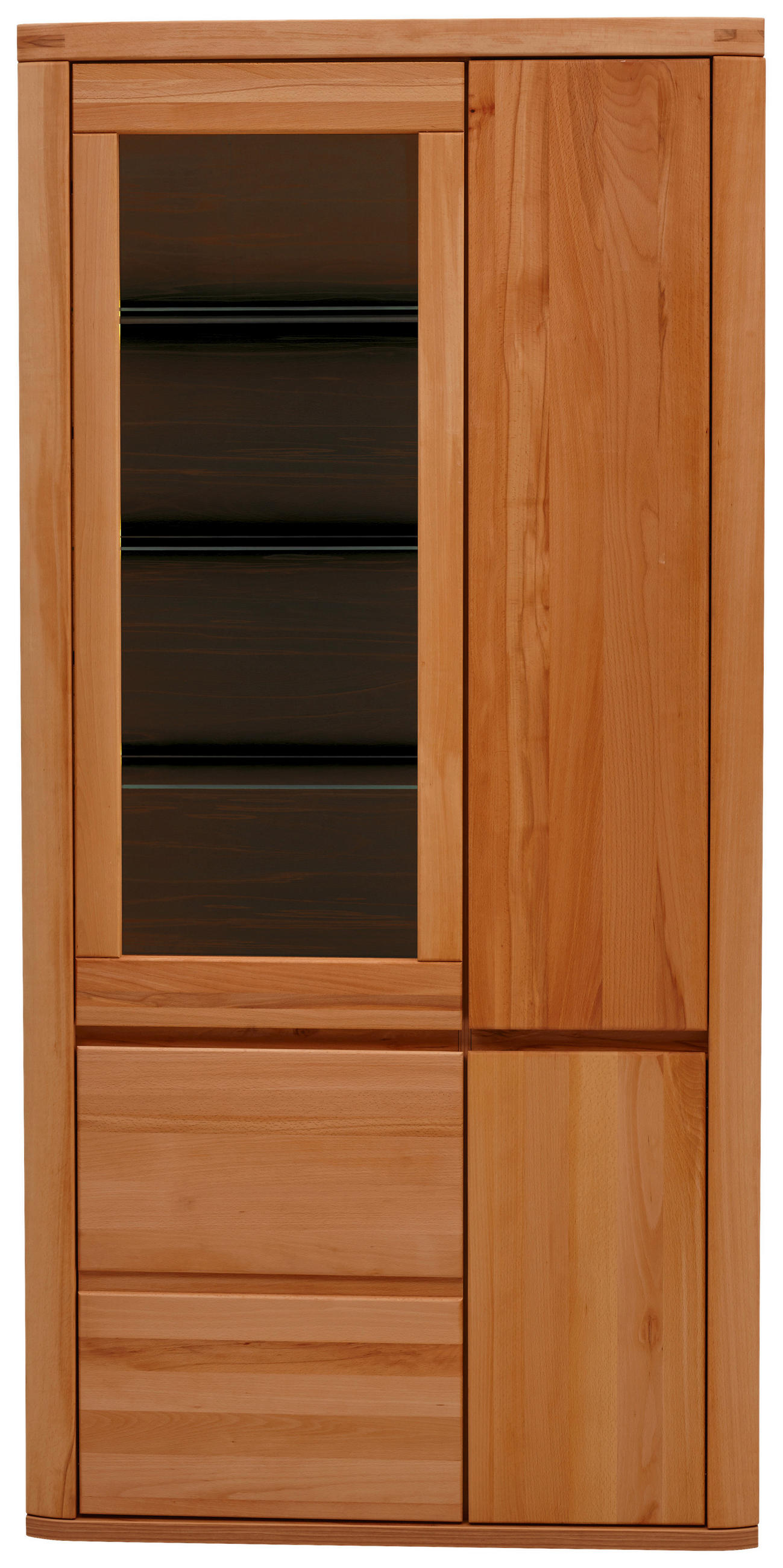 VITRINE in massiv Kernbuche Kernbuche  - Kernbuche/Grau, KONVENTIONELL, Glas/Holz (98/204/38cm) - Voleo