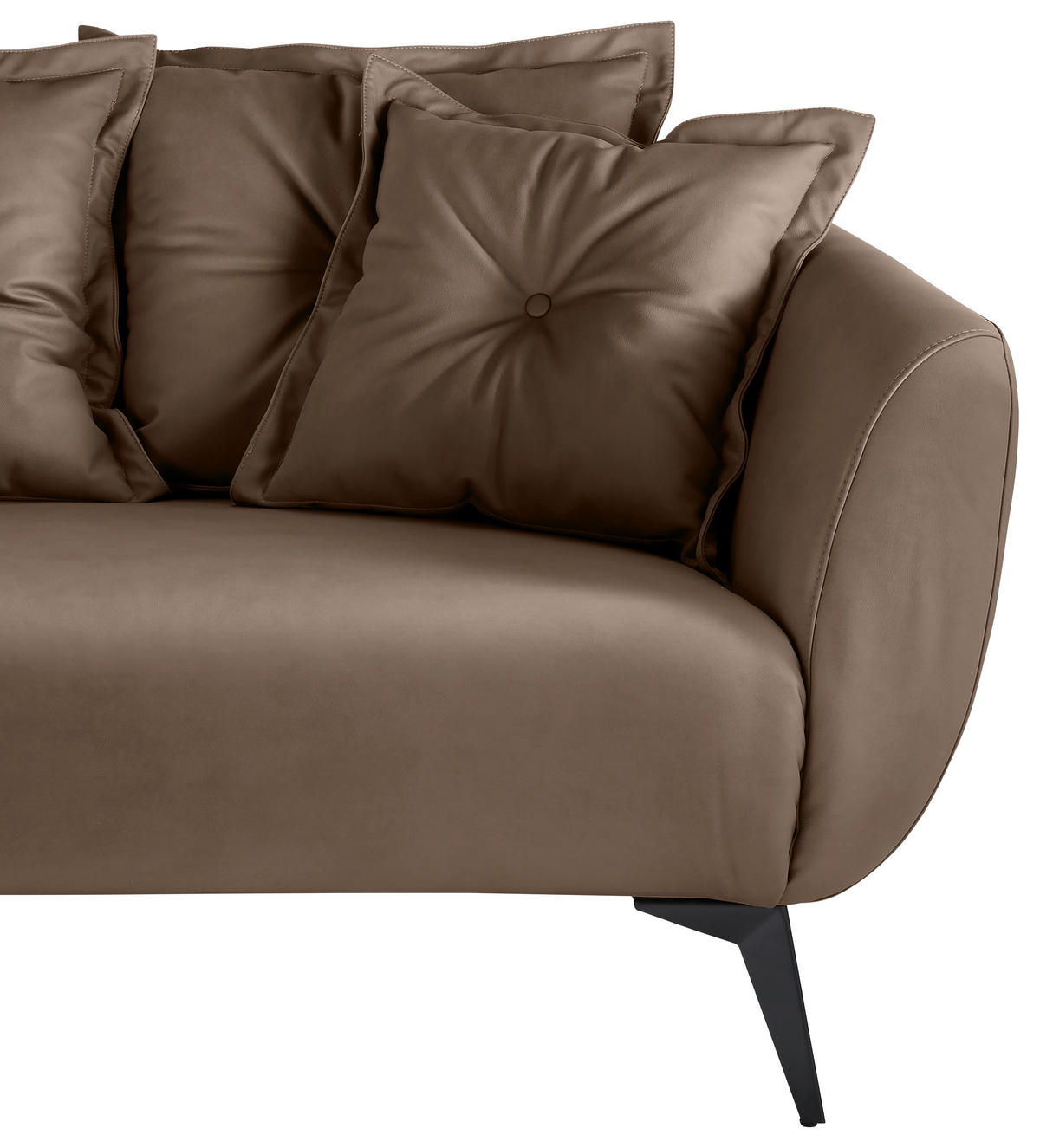 ECKSOFA Braun Lederlook  - Schwarz/Braun, MODERN, Textil/Metall (162/277cm) - Livetastic