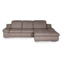 ECKSOFA 286/165 cm  in Chenille Taupe Rücken echt, Armteilverstellung, Kopfteilverstellung, Kopfstütze  286/165 cm  - Taupe/Chromfarben, Design, Textil/Metall (286/165cm) - Livetastic