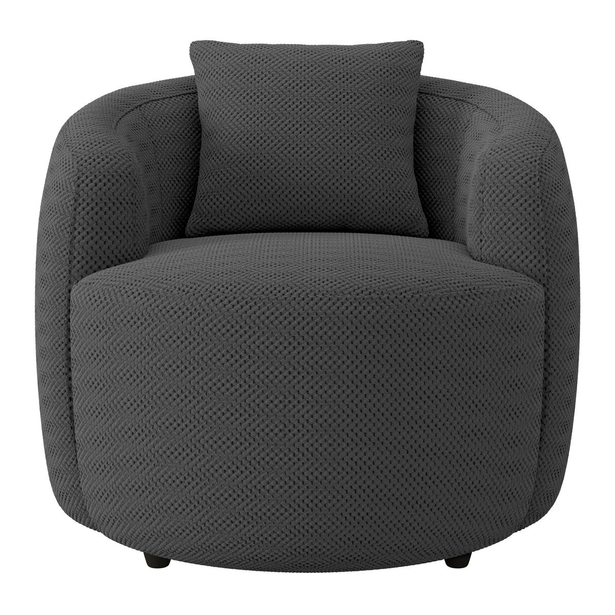 SESSEL in Velours, Struktur Anthrazit  - Anthrazit/Schwarz, MODERN, Kunststoff/Textil (81/74/81cm) - Livetastic