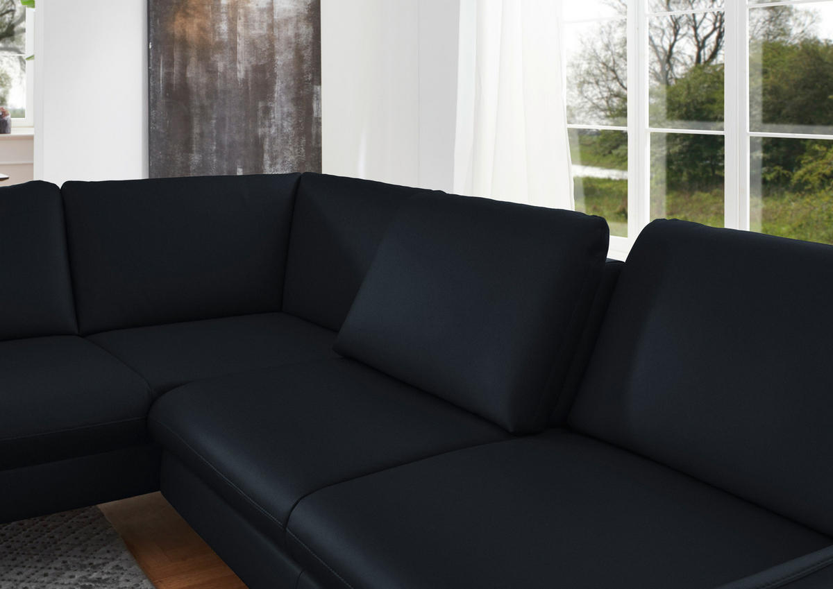 ECKSOFA in Echtleder Dunkelblau  220/284 cm  - Alufarben/Dunkelblau, KONVENTIONELL, Leder/Metall (220/284cm) - Beldomo Premium