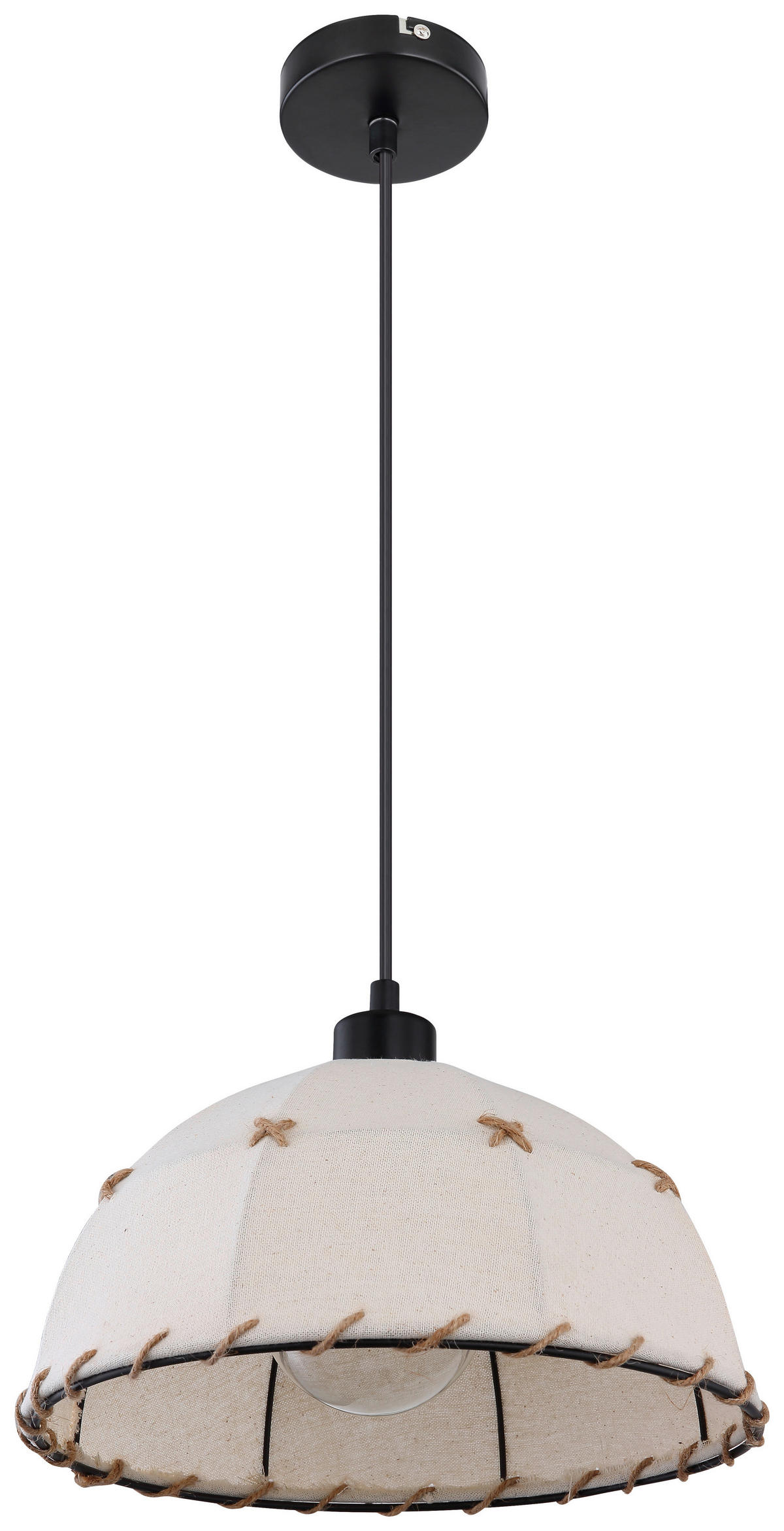 HÄNGLAMPA Rex 30/120 cm  - beige/svart, Natur, metall/textil (30/120cm) - Globo