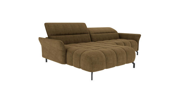 ECKSOFA Olivgrün Flachgewebe Rücken echt, Kopfteilverstellung, Sitztiefenverstellung  - Schwarz/Olivgrün, KONVENTIONELL, Textil/Metall (175/272cm) - Carryhome