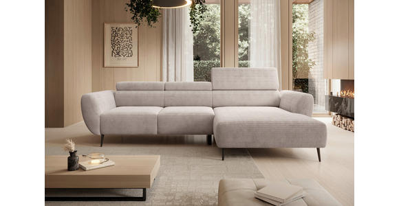 ECKSOFA  in Cord Naturfarben  277/174 cm  - Schwarz/Naturfarben, KONVENTIONELL, Textil/Metall (277/174cm) - Carryhome