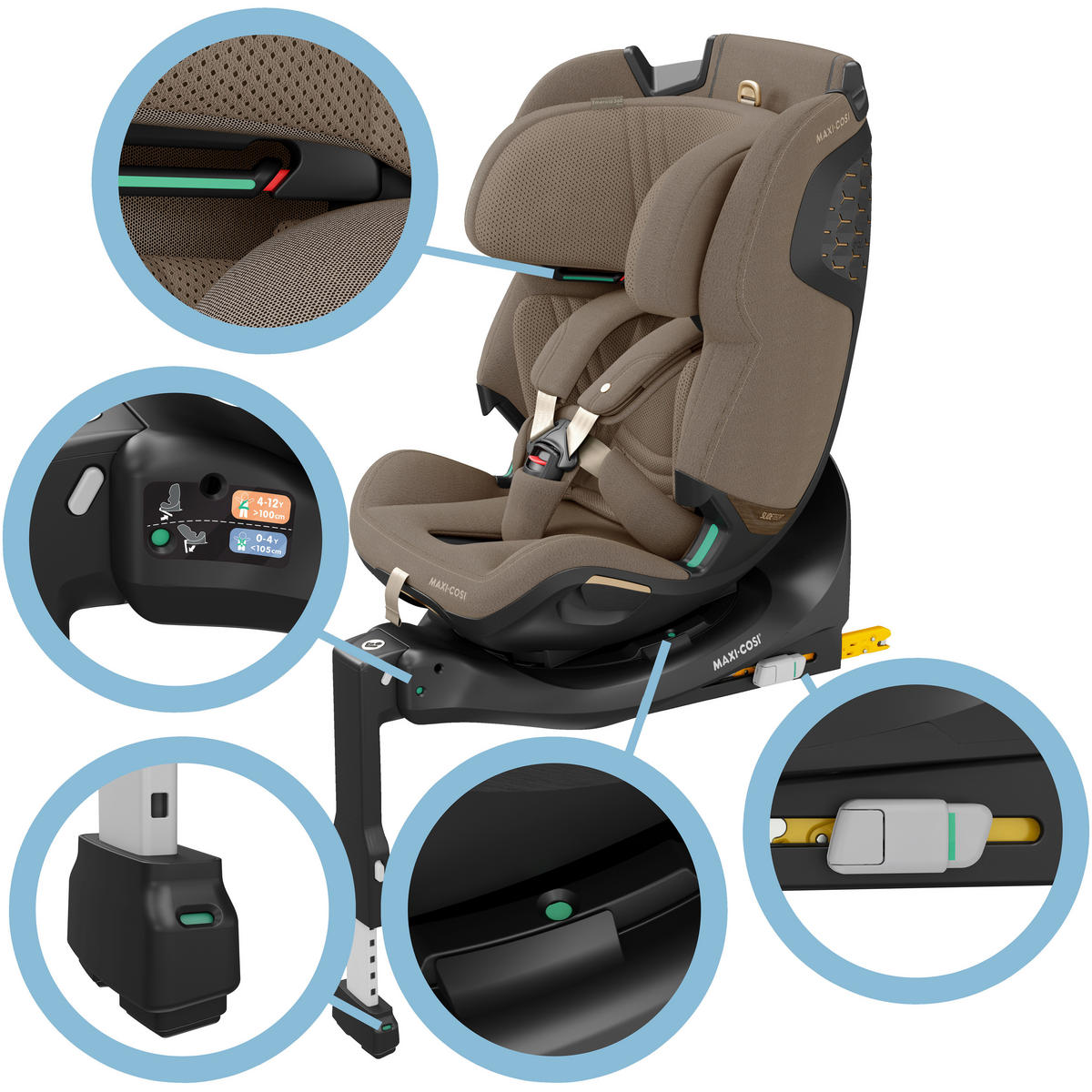 REBOARDER-KINDERSITZ Emerald 360 Pro  - Graubraun, Basics, Kunststoff/Textil (43/65/58cm) - Maxi-Cosi