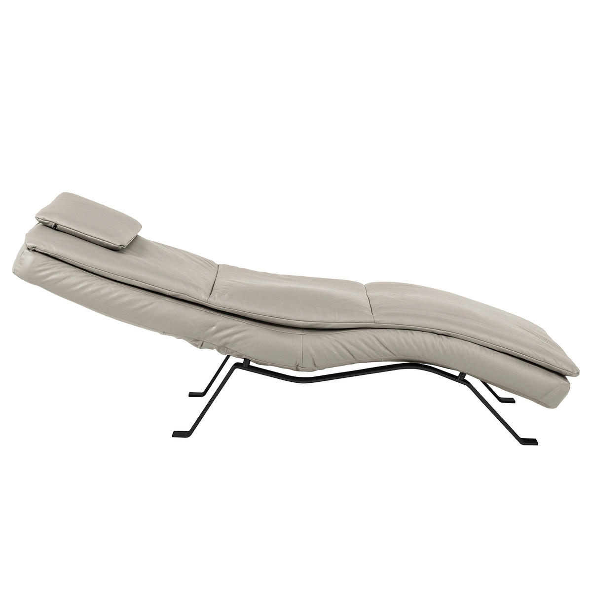 RELAXLIEGE Echtleder Platinfarben  - Platinfarben/Schwarz, Design, Leder/Metall (65/95/171cm) - Celina Home