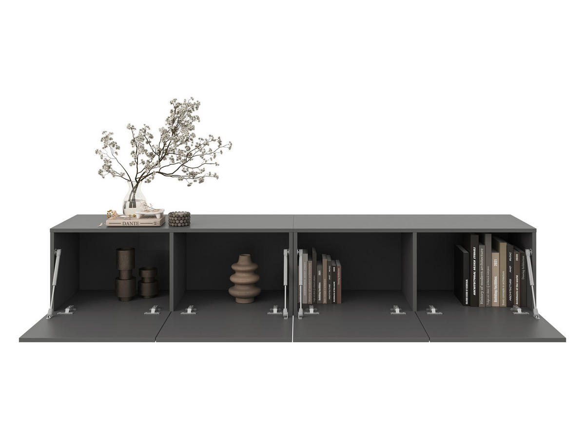 LOWBOARD  in 200/36,7/42 cm  - Anthrazit, Design, Holzwerkstoff (200/36,7/42cm) - Hom`in