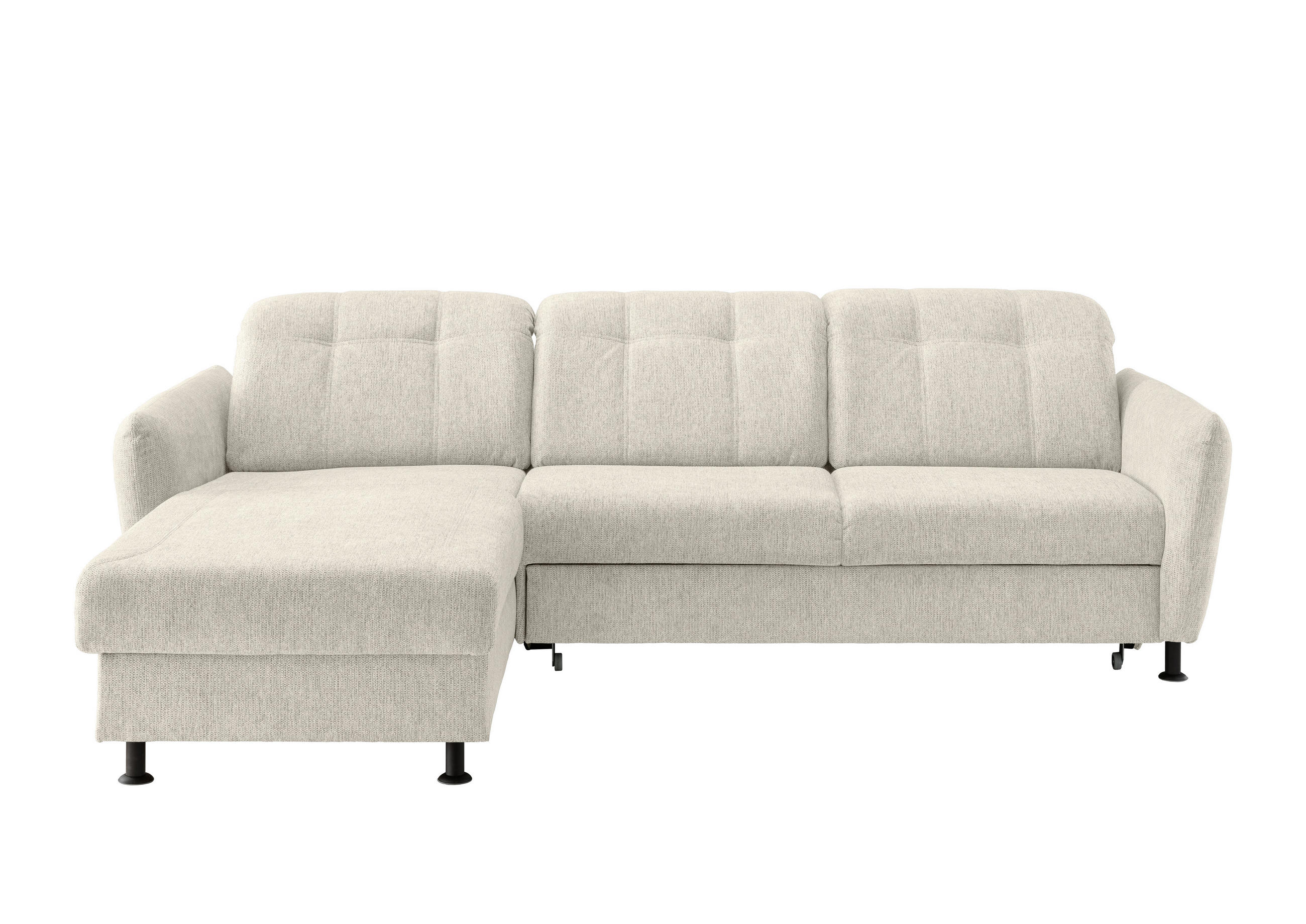 ECKSOFA Beige Chenille  - Beige/Schwarz, MODERN, Textil/Metall (184/267cm) - Livetastic