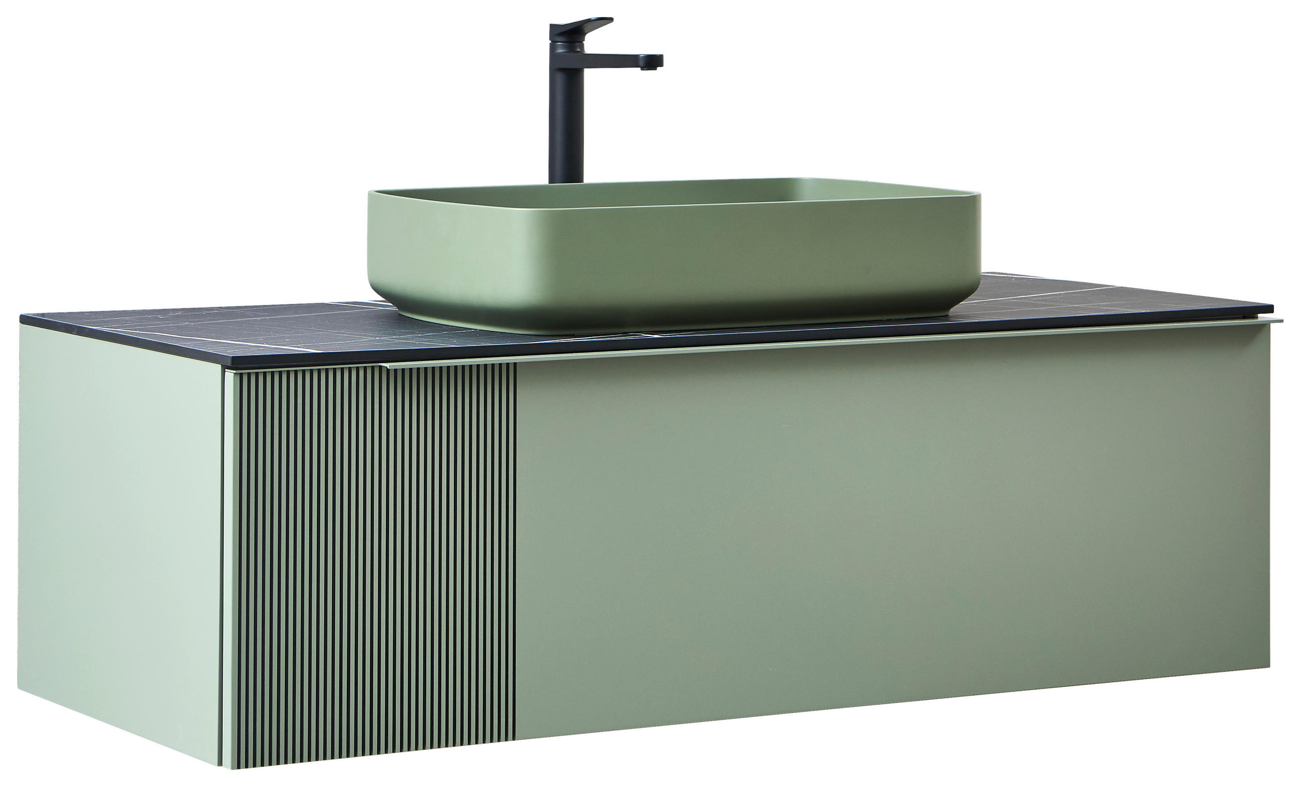 WASCHTISCHKOMBI 120 cm  - Schwarz/Hellgrün, KONVENTIONELL, Holzwerkstoff/Stein (120cm) - Dieter Knoll