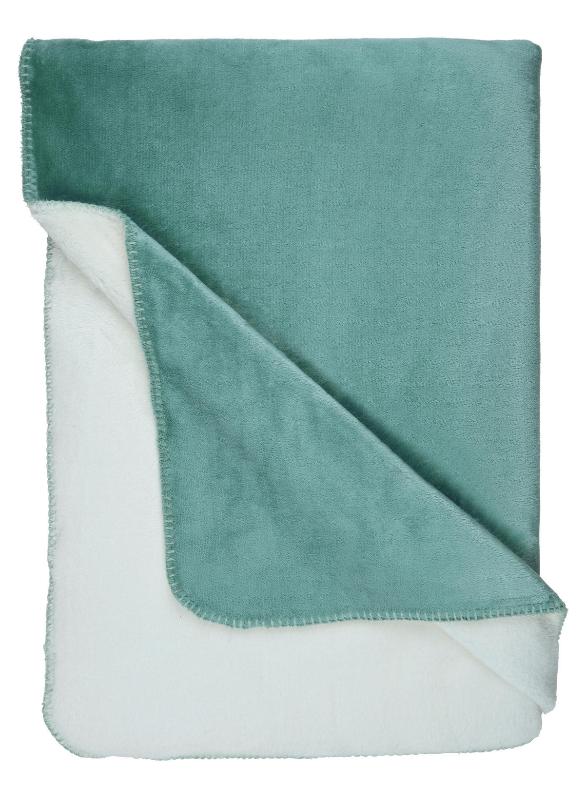 PLÉD, 150/200 cm - bílá/šalvějově zelená, Basics, plast (150/200cm) - Novel