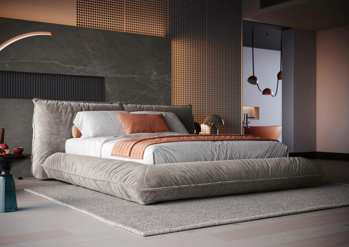 POLSTERBETT 200/200 cm,  in Dunkelbraun,  - Dunkelbraun/Schwarz, Design, Textil/Metall (200/200cm) - Belluti