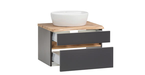 WASCHTISCHKOMBI 61 cm - Graphitfarben/Weiß, Natur, Keramik/Holzwerkstoff (61cm) - Xora