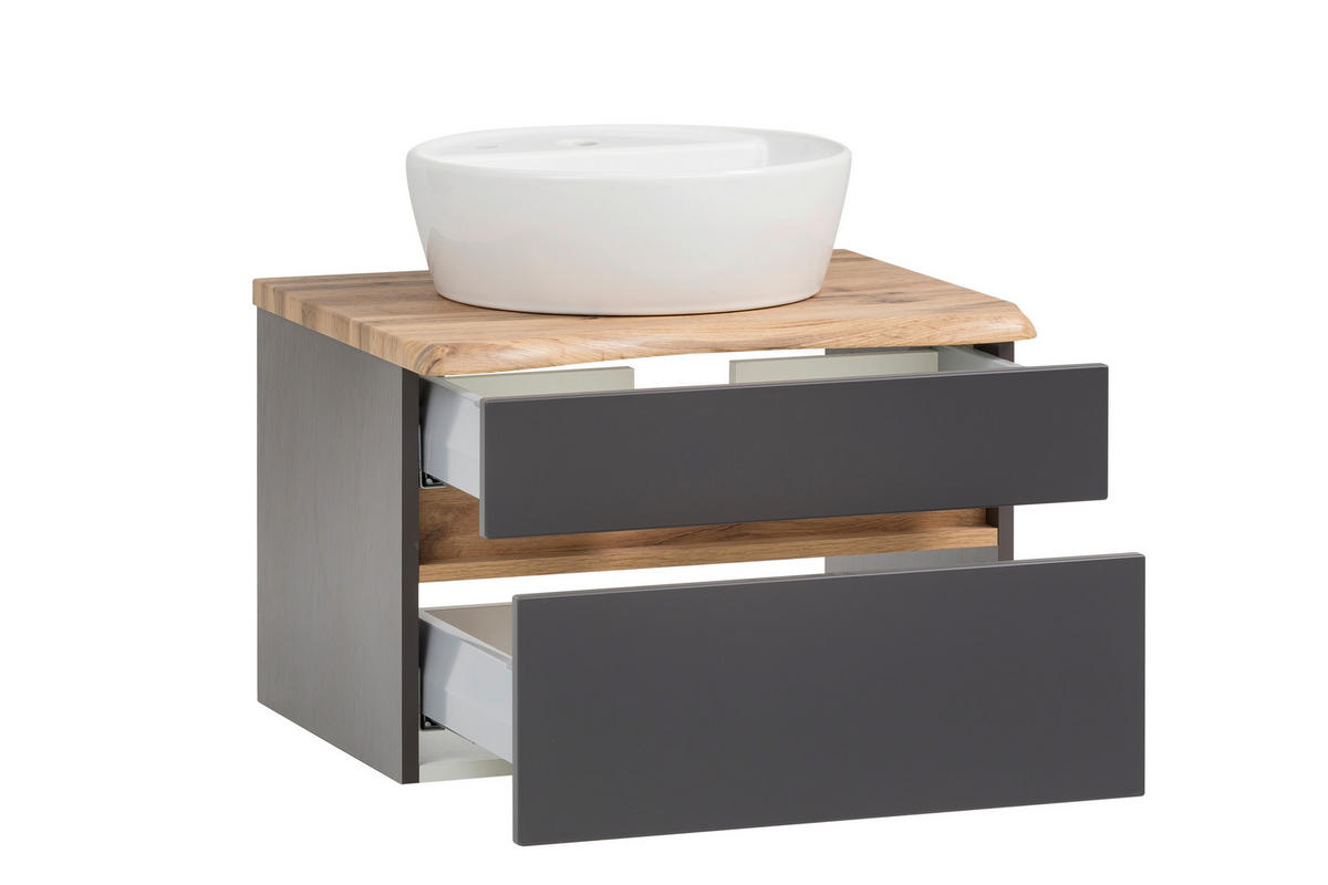 WASCHTISCHKOMBI 61 cm  - Graphitfarben/Weiß, Natur, Keramik/Holzwerkstoff (61cm) - Xora